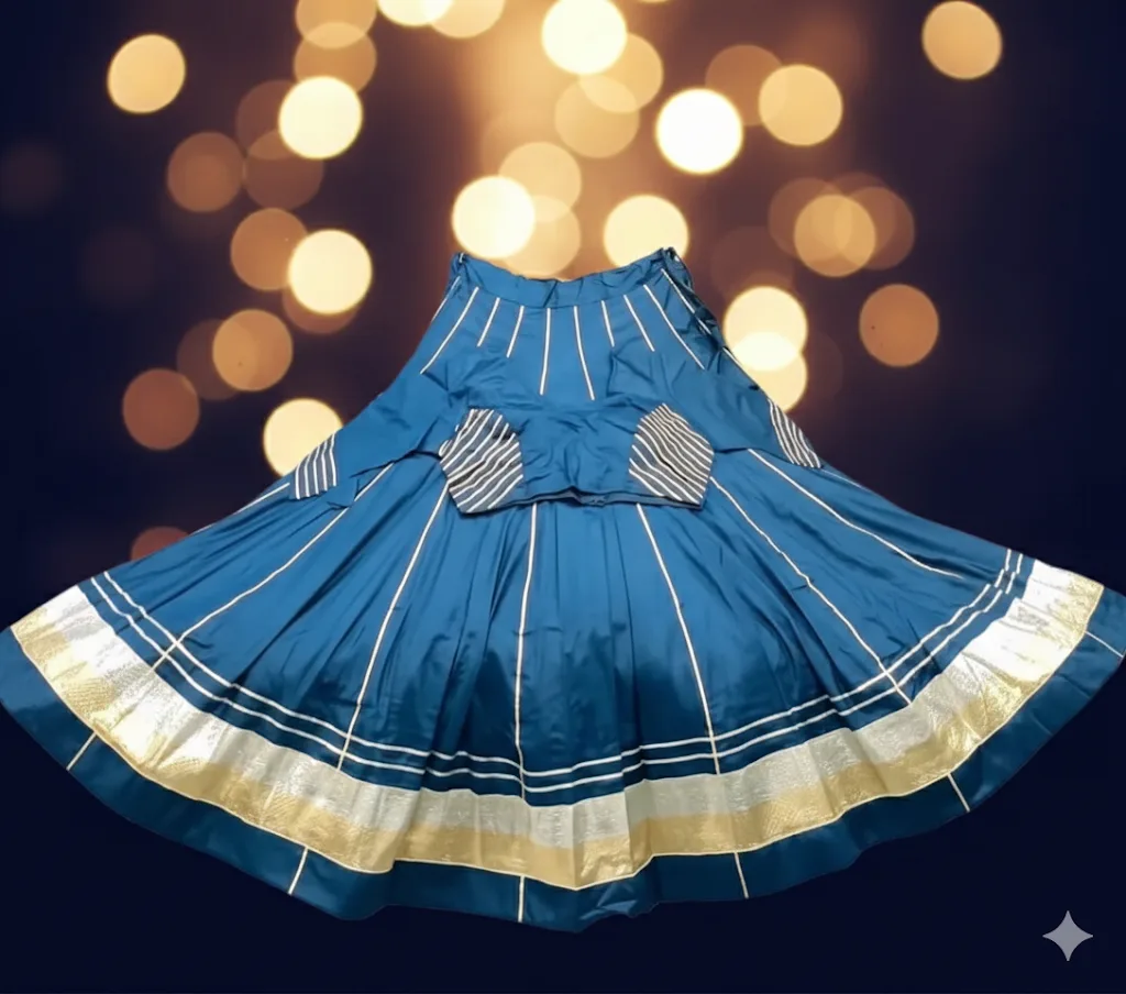 Teal Blue Gota Border Lehenga Skirt (Available in 2 colors)