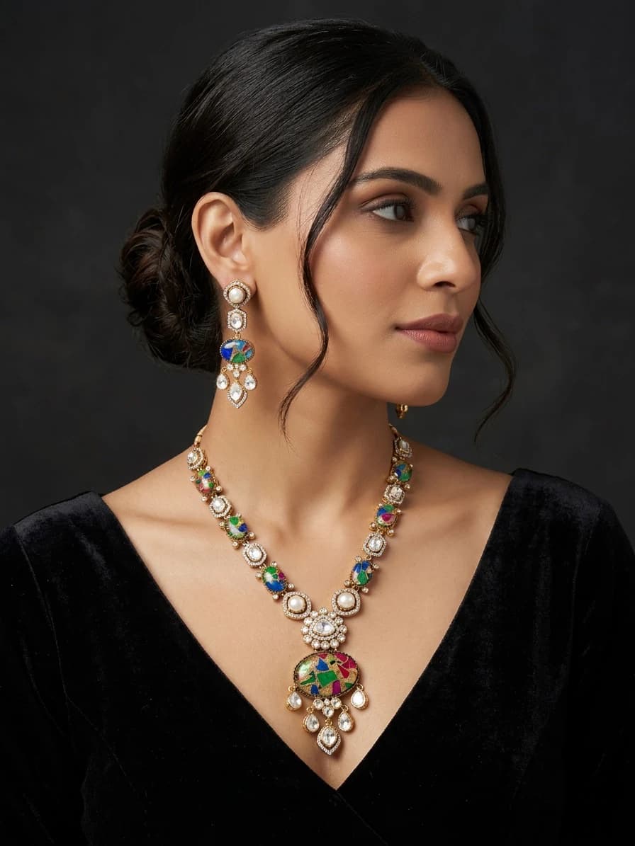 AD with stone Necklace