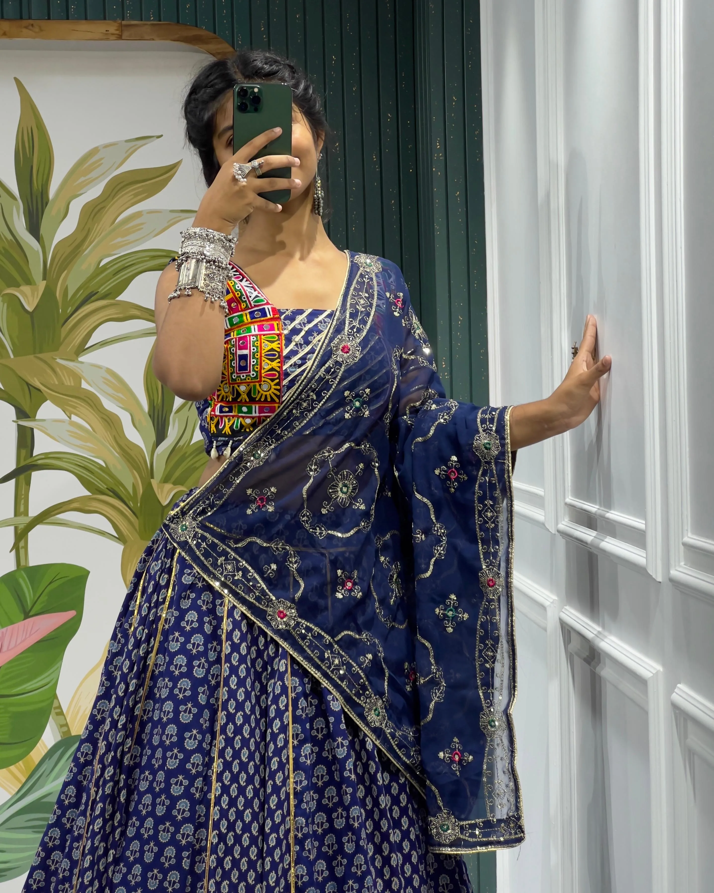 Indigo Cotton Lehenga Choli Set