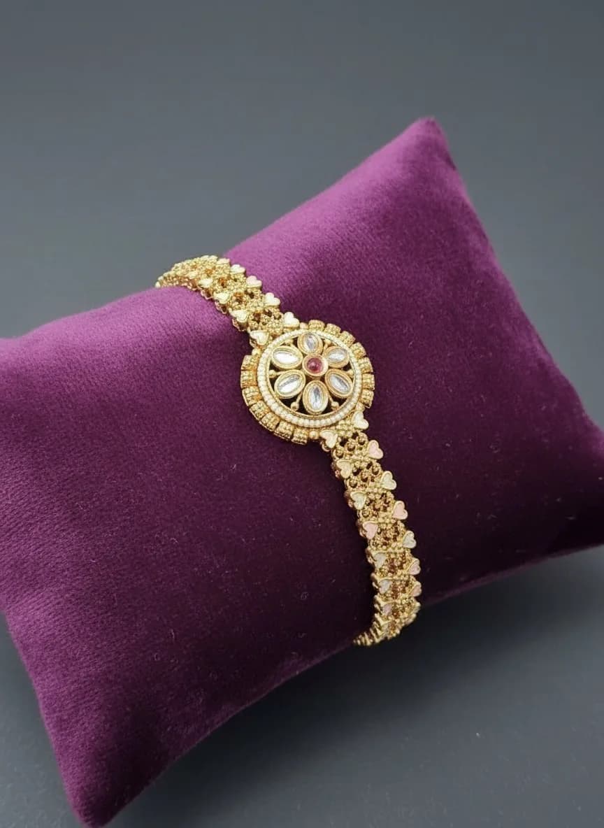 Polki Ruby Floral Kundan Bracelet