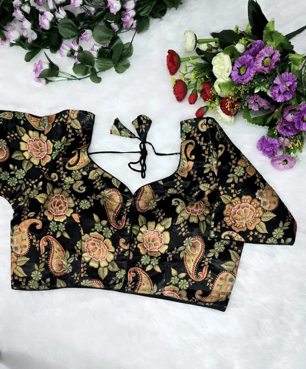 Black Floral Paisley Blouse