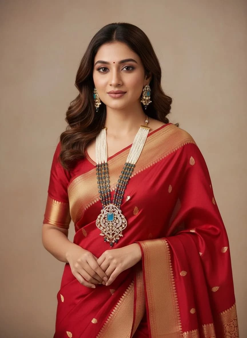 Sapphire Pearl Bead Necklace & Stud Earrings Set