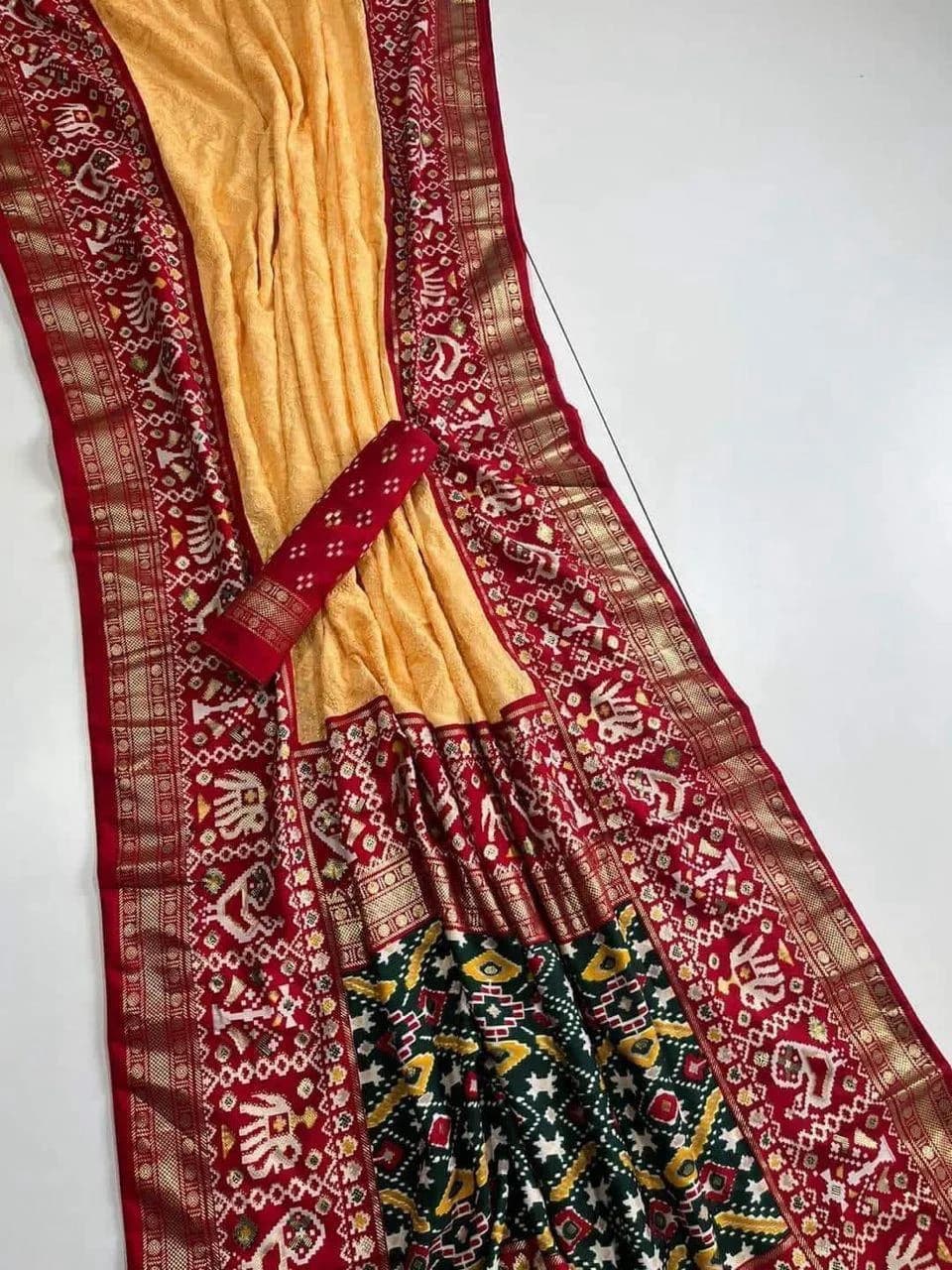Patola Print With Lakhnavi Work Saree (Available in 3 colors)