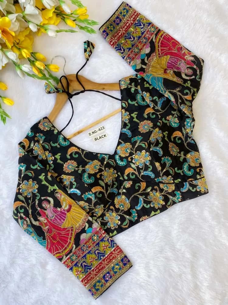 Kalamkari Crepe Viscose Blouse (Available in 2 colors)