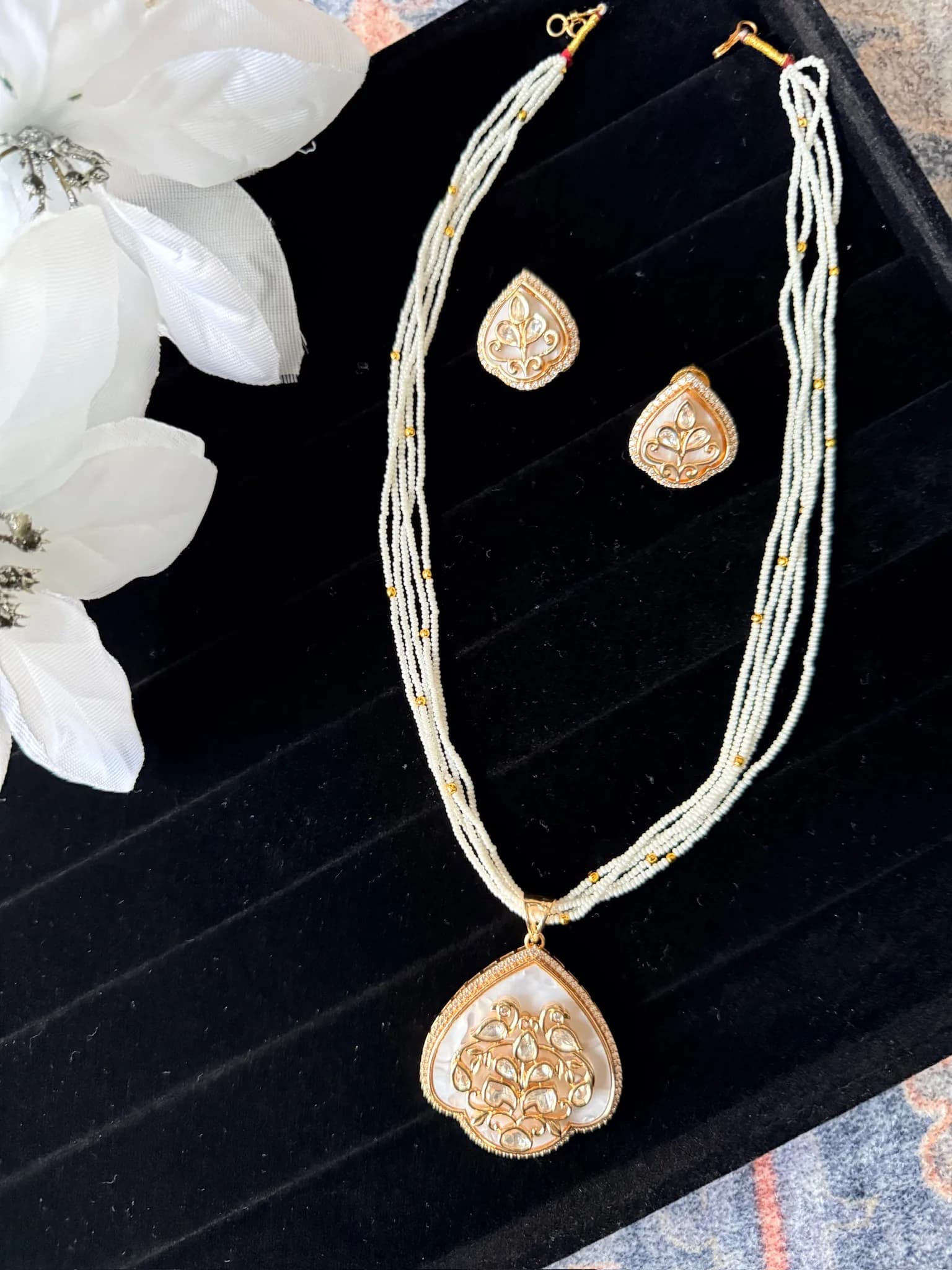 Moonstone Kundan Patch Necklace Set