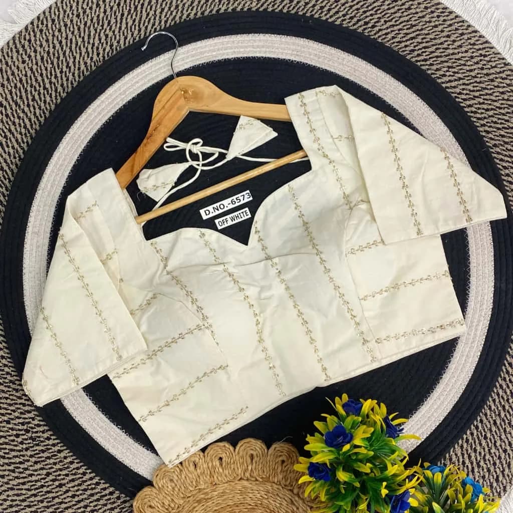 Khadi Ivory Embroidered Blouse