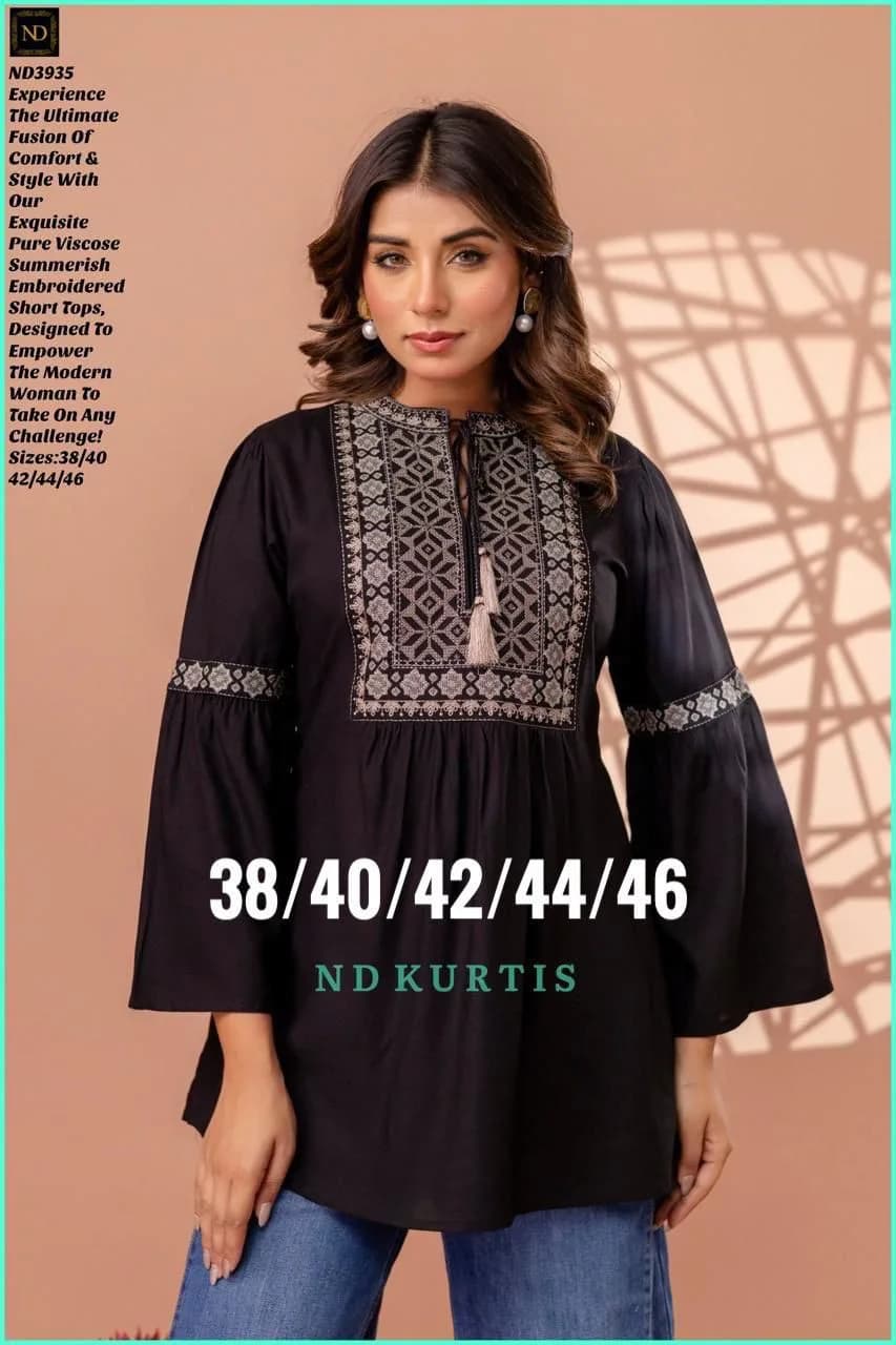 Black Embroidered Kurti (Available in 2 colors)