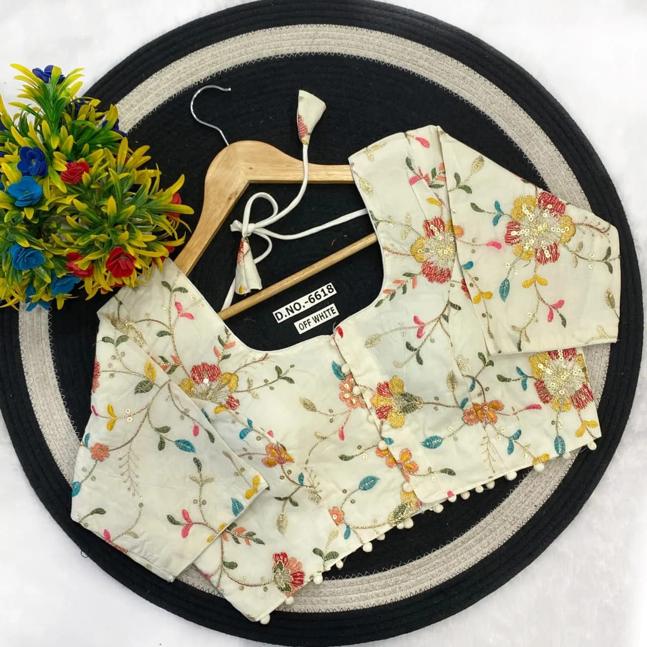 Ivory Floral Embroidered Blouse