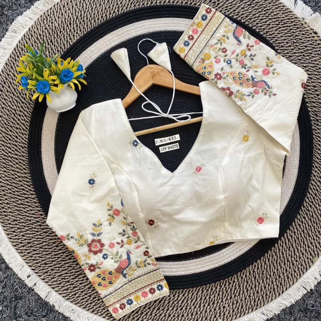 Ivory Embroided Khadi Blouse