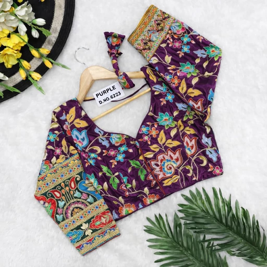 Purple Crepe Viscose Pojisan Blouse